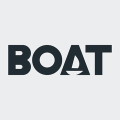 Logotipo BOAT con barco en espacio negativo en fondo gris
