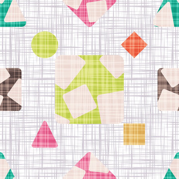 Seamless pattern background with rhombus, square, triangle and circle. Tissue design vector illustration.