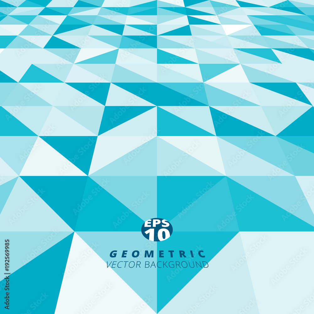 Wall mural abstract blue and white color triangle. square pattern perspective background texture
