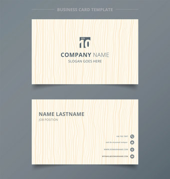 Creative business card and name card light brown wood pattern background template concept and commercial design.