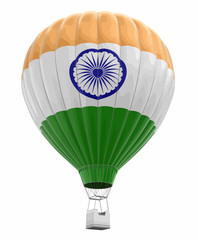 Hot Air Balloon with Indian Flag. Image with clipping path