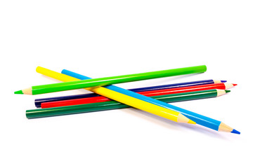 Colored pencils isolated on white background. Back to School. Stationery. Drawing