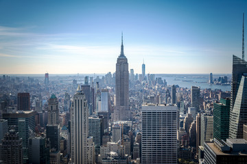 Fototapeta na wymiar Manhattan Midtown Skyline with skyscrapers in the morning. New York City, USA