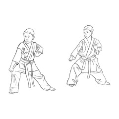 Fototapeta na wymiar two young karate boys
