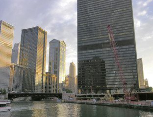 Chicago skyline at sunset, Illinois, USA