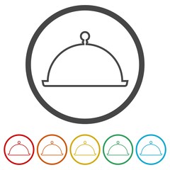 Food cover vector icon, Food Serving Tray Platter Icon, 6 Colors Included