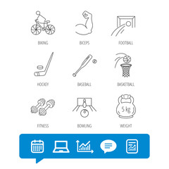 Ice hockey, football and basketball icons.