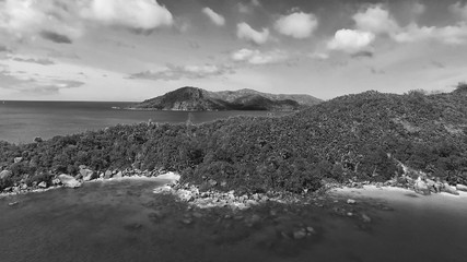 Aerial view of beautiful tropical beach from drone