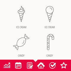 Ice cream, candy icons.