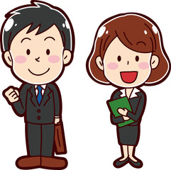 スーツの男性と女性のイラスト素材