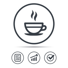 Tea cup icon. Hot coffee drink sign.
