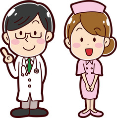 医者と看護婦のイラスト素材