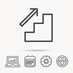 Upstairs icon. Direction arrow sign.