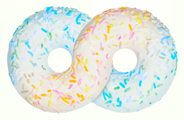endless donut multicolored blue-orange, symbol of infinity. on white background isolated