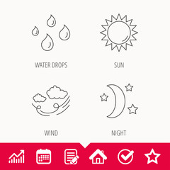 Weather, sun and wind icons.