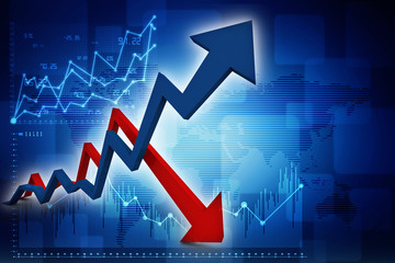 3d illustration inflation and deflation graph