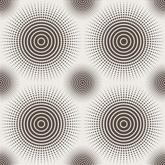 Seamless geometric pattern. Vector ornament, halfton. Round vintage dots set