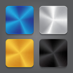 Cards with metal background. Metallic texture.