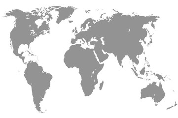 grey world map, isolated