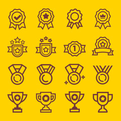 Vector set of Champions trophy award icons. Vector illustration, easy to edit. Game icons.