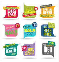 Modern origami sale stickers and tags collection