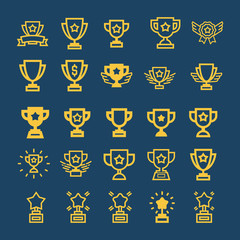 Vector set of Champions trophy award icons. Vector illustration, easy to edit. Game icons.