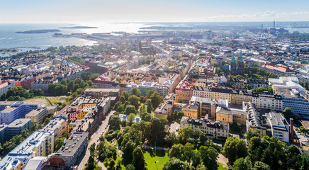 Aerial (drone) photo of Helsinki city, Finland - obrazy, fototapety, plakaty