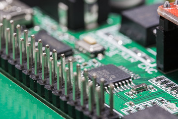 Fototapeta premium PCB processor and pin connector.