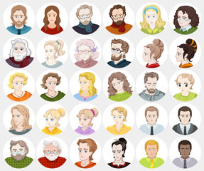 Avatars - people`s faces, users