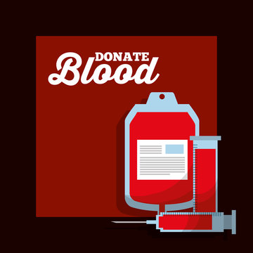 syringe test tube iv bag donate blood event poster vector illustration