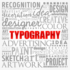 TYPOGRAPHY word cloud collage, creative business concept background