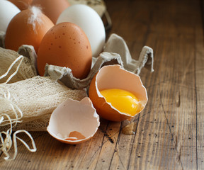 Сhicken eggs in a box