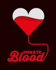 heart shaped bag donate blood symbol vector illustration