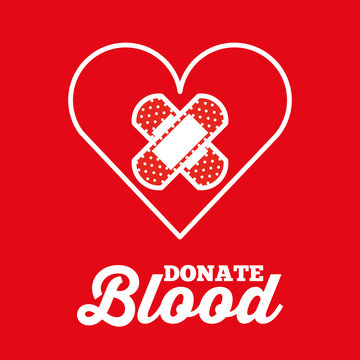 heart and plaster cross donate blood red background vector illustration