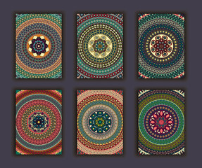 Collection retro cards. Ethnic backgrounds. Card of invitation.