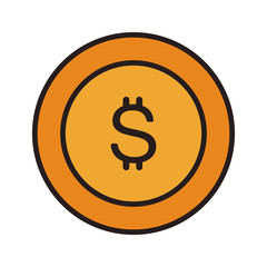 Coin money isolated line icon vector illustration graphic