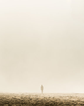 Unrecognizable person in sandstorm