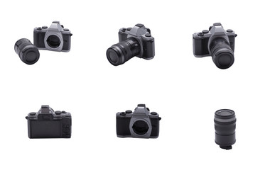 Isolated black camera toy dissection