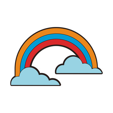 Rainbow and clouds line icon vector illustration graphic