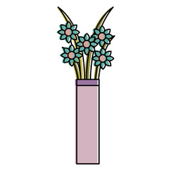 cute vase with flowers decorative vector illustration design