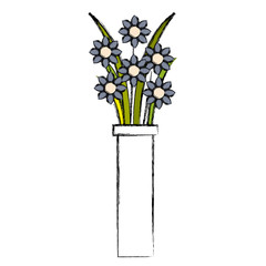 cute vase with flowers decorative vector illustration design