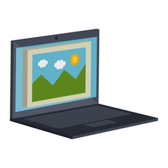 laptop computer with picture vector illustration design