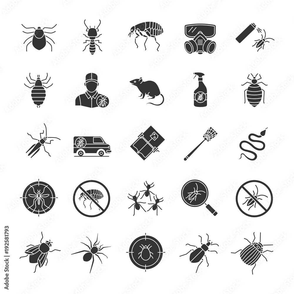 Canvas Prints Pest control glyph icons set