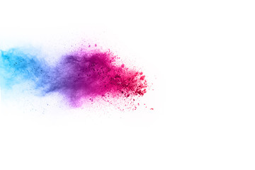 Colorful powder explosion on white background.