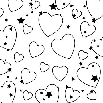 hearts love sticker pattern background vector illustration design