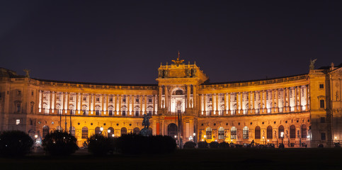 Fototapeta na wymiar Austrian National Library building, nighttime