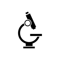 Monochrome microscope icon in flat style. Isolated microscope icon for use in variety of projects. Black and white vector microscope icon for web sites and apps.