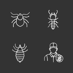 Pest control chalk icons set