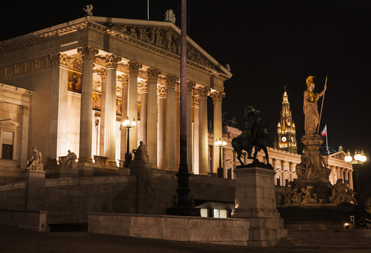 Austrian Parliament, night photo