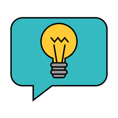 speech bubble with bulb light vector illustration design